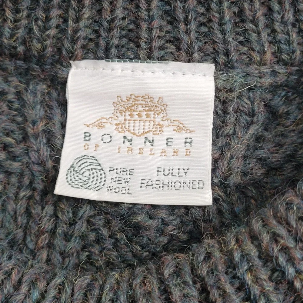 🐑VTG Bonner of Ireland Wool Sweater Mens L Heavy Aran Cable Fisherman Ireland